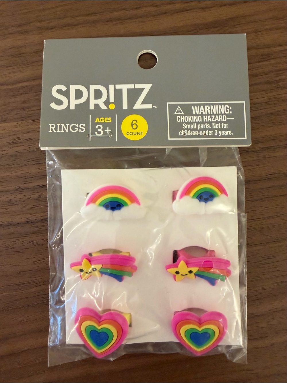 Spritz 6 Count Kids Rainbow Rings Hearts Stars Target Ages 3+ New